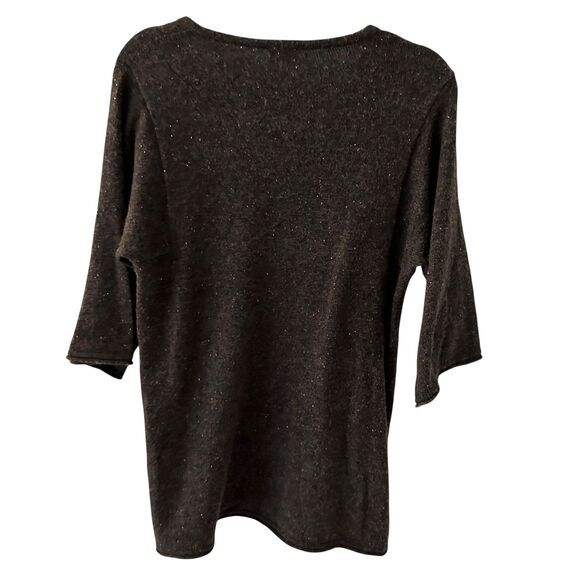 Pure Jill Dark Grey Speckled V-Neck‎ Tassle Tunic Wool Blend Sweater Size XS - Picture 2 of 7